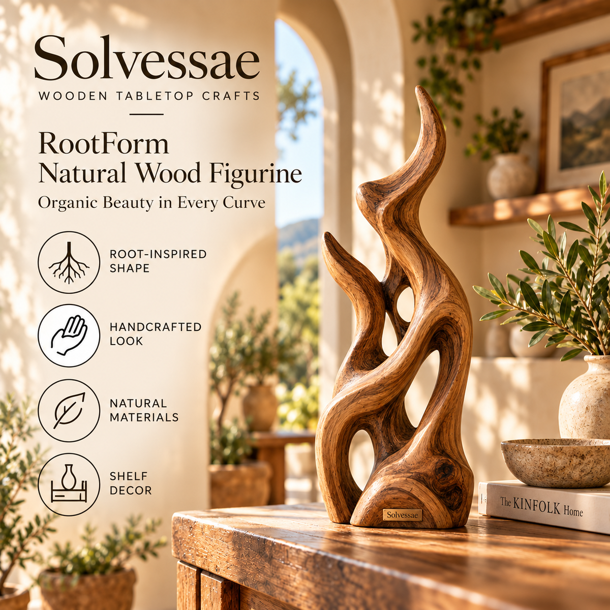 SOLVESSAE™ RootForm Natural Wood Figurine