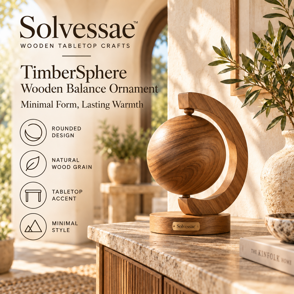 SOLVESSAE™ TimberSphere Wooden Balance Ornament