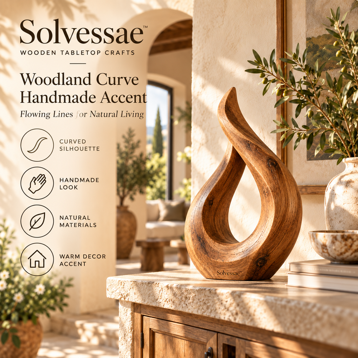 SOLVESSAE™ Woodland Curve Handmade Accent