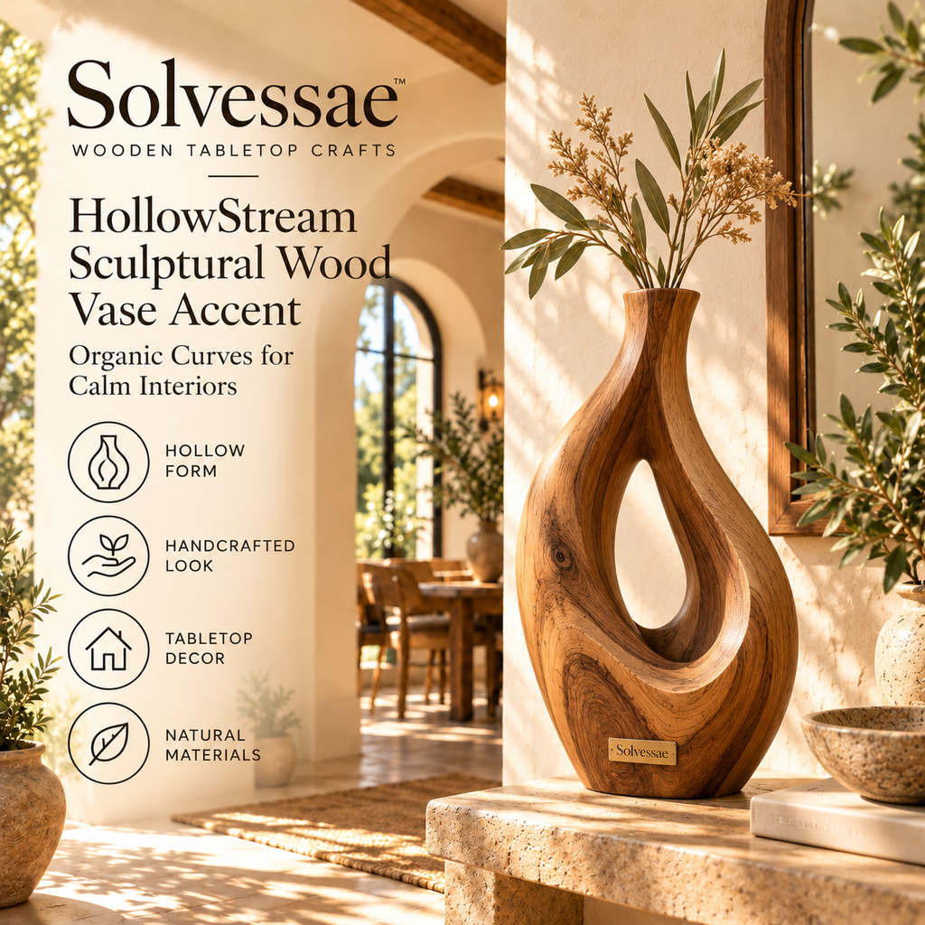 SOLVESSAE™ Handmade BranchLine Wooden Decorative Sculpture