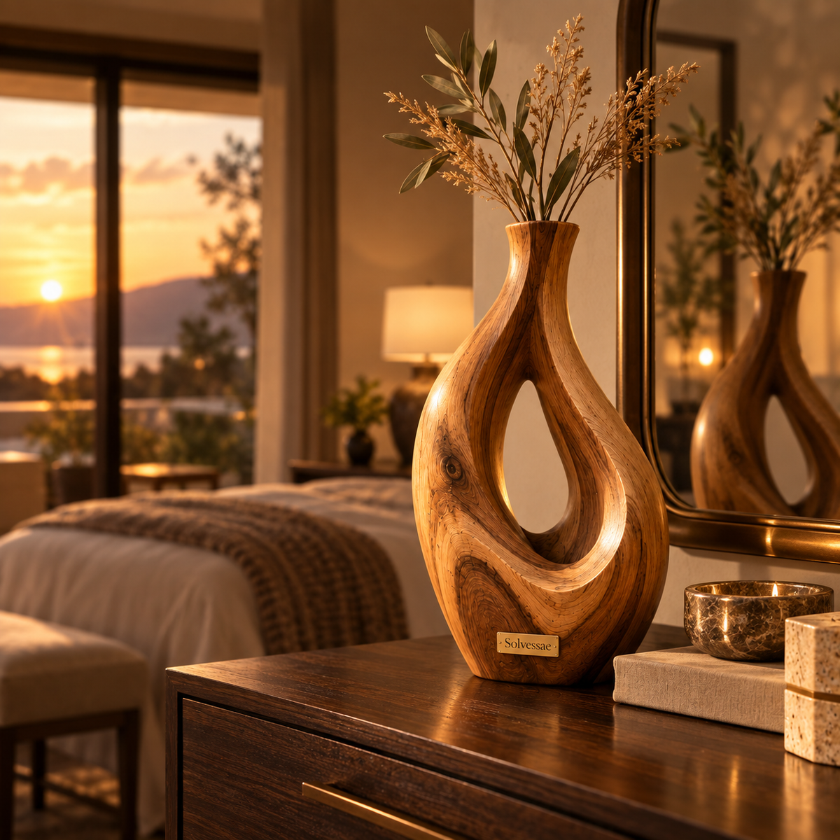 SOLVESSAE™ Handmade BranchLine Wooden Decorative Sculpture