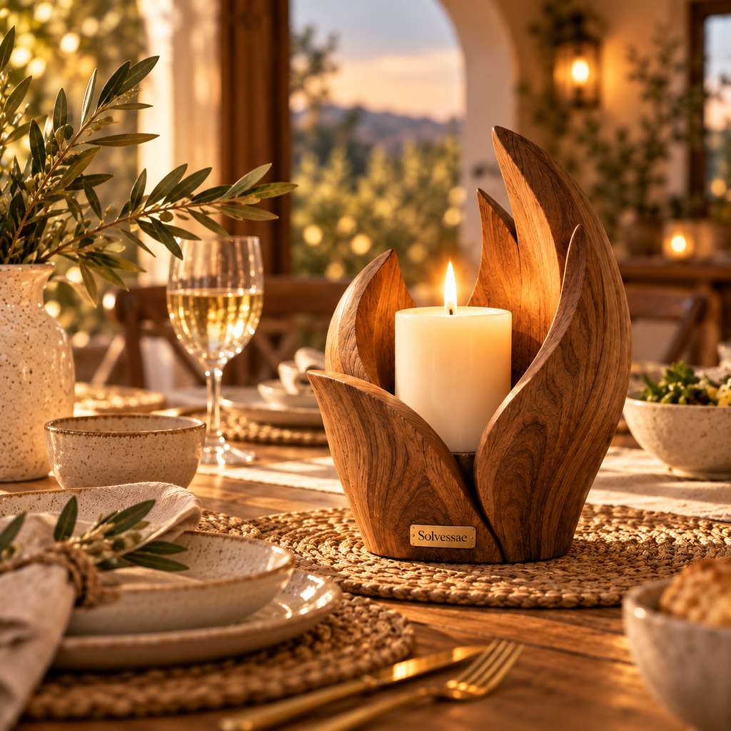SOLVESSAE™ NatureArc Wooden Decorative Candle Base