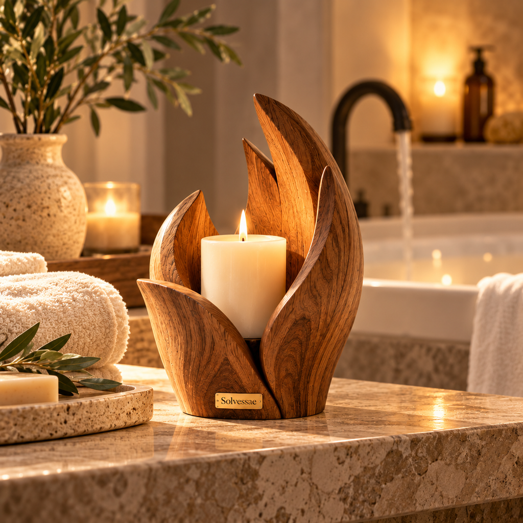 SOLVESSAE™ NatureArc Wooden Decorative Candle Base