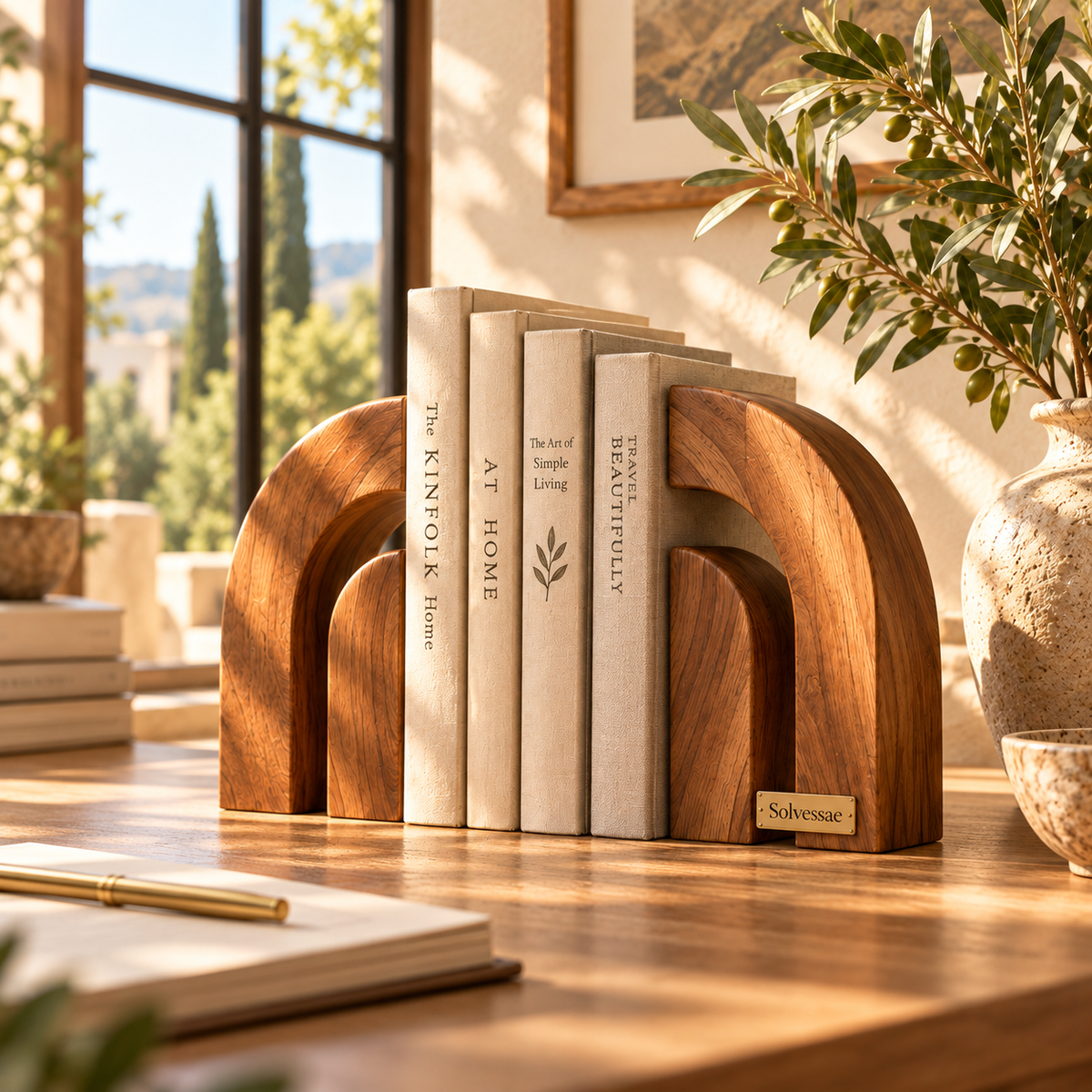 SOLVESSAE™ TimberEdge Wooden Book Display Stand