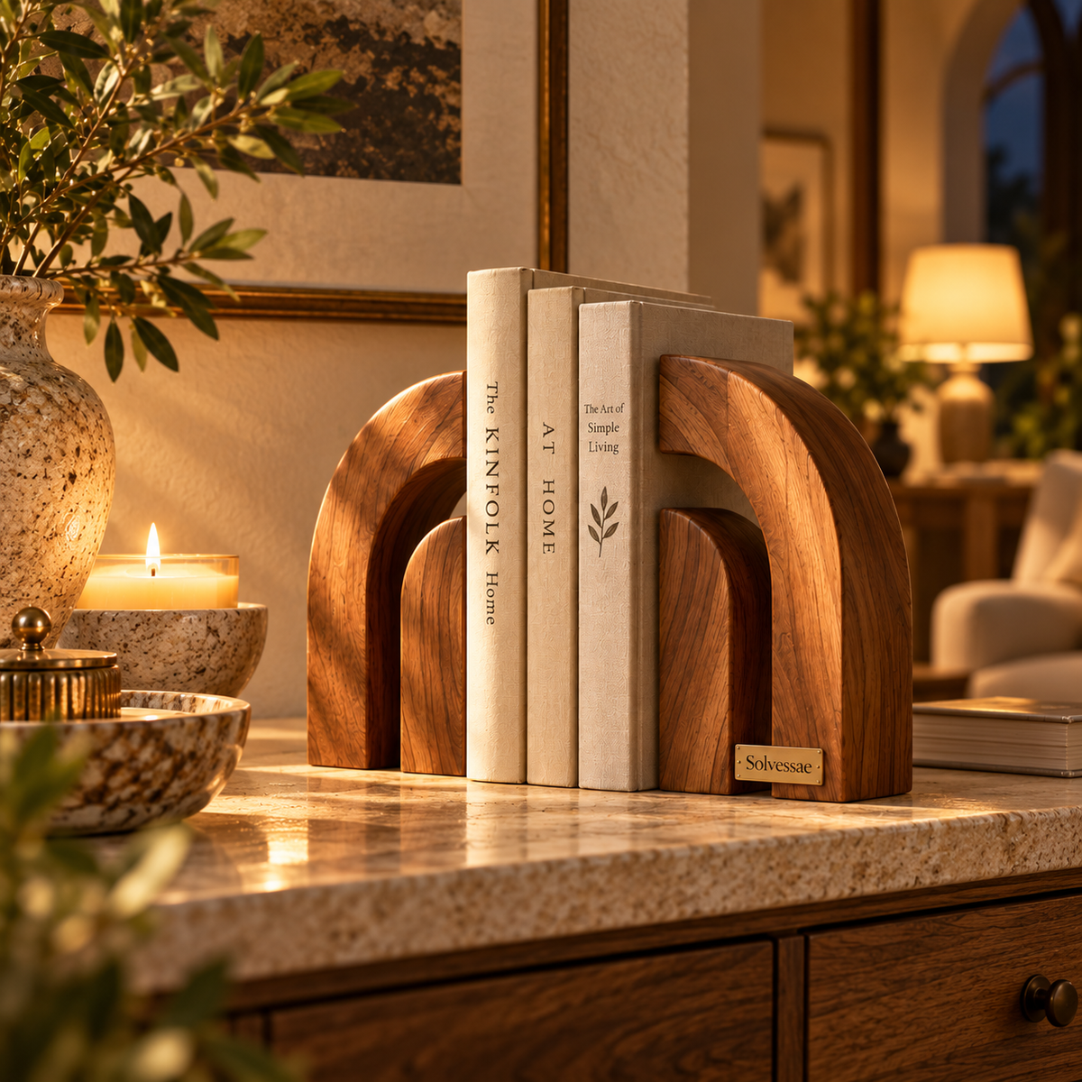 SOLVESSAE™ TimberEdge Wooden Book Display Stand
