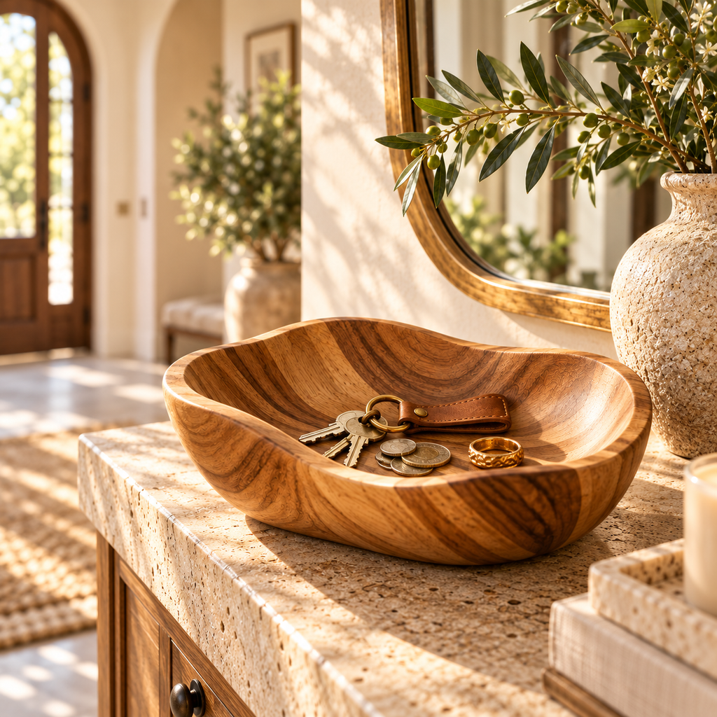 SOLVESSAE™ GrainFlow Natural Wooden Catchall Bowl