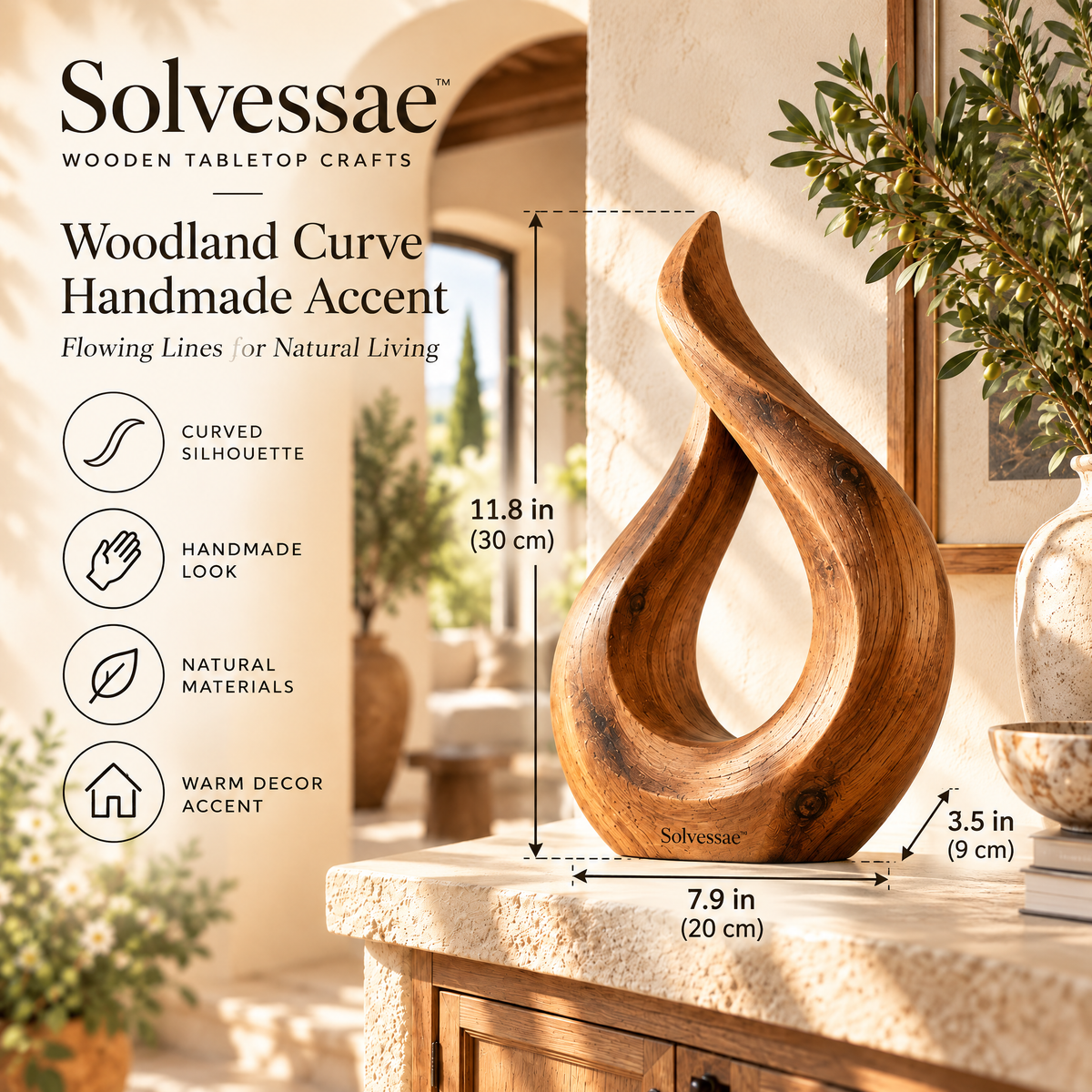SOLVESSAE™ Woodland Curve Handmade Accent