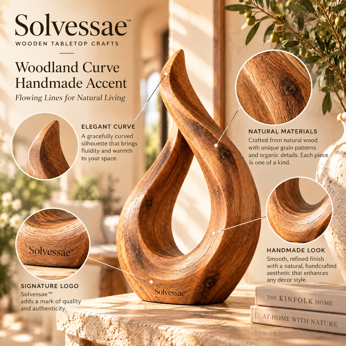 SOLVESSAE™ Woodland Curve Handmade Accent