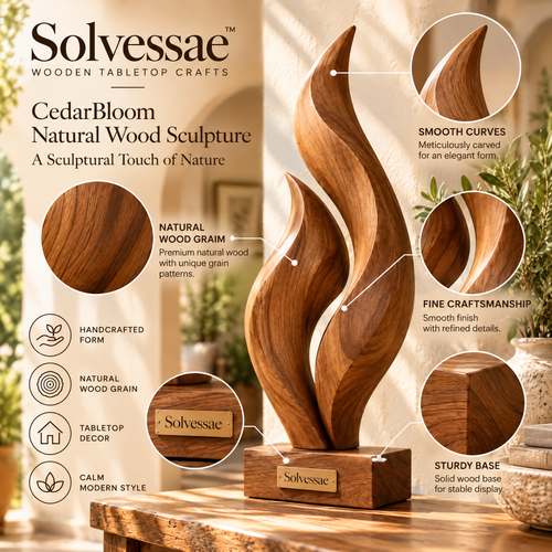 SOLVESSAE™ CedarBloom Natural Wood Sculpture
