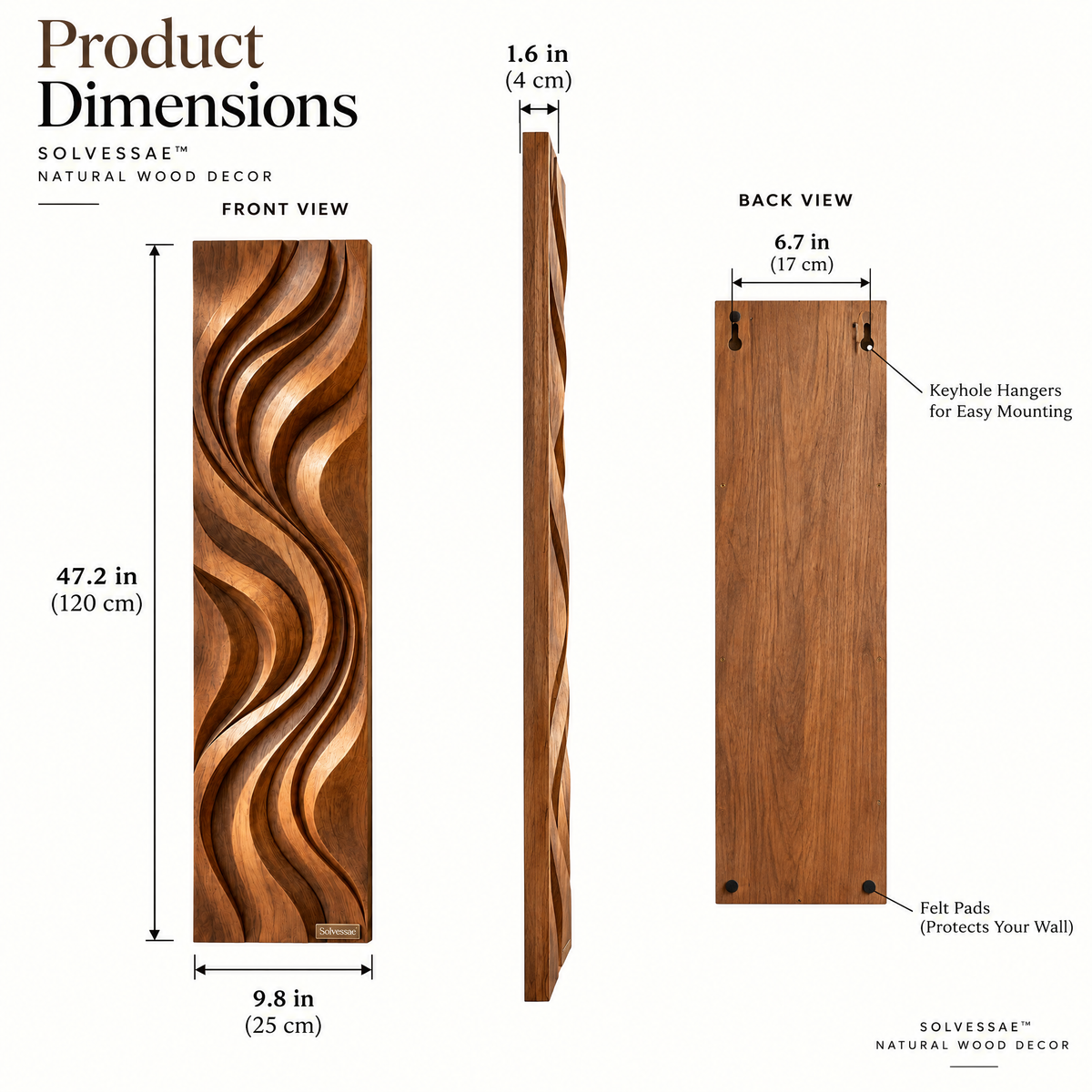 SOLVESSAE™ TimberWave Carved Wood Wall Accent
