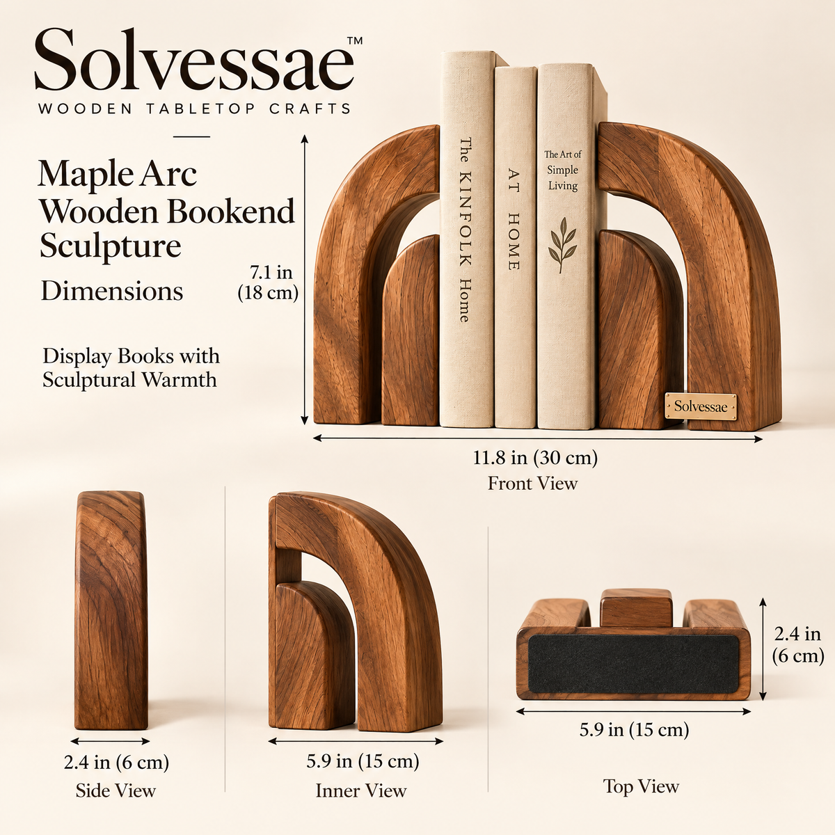 SOLVESSAE™ TimberEdge Wooden Book Display Stand